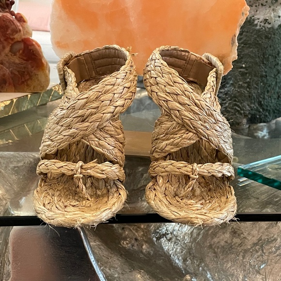 Stella McCartney Raffia Straw Heeled Sandals - Picture 1 of 5